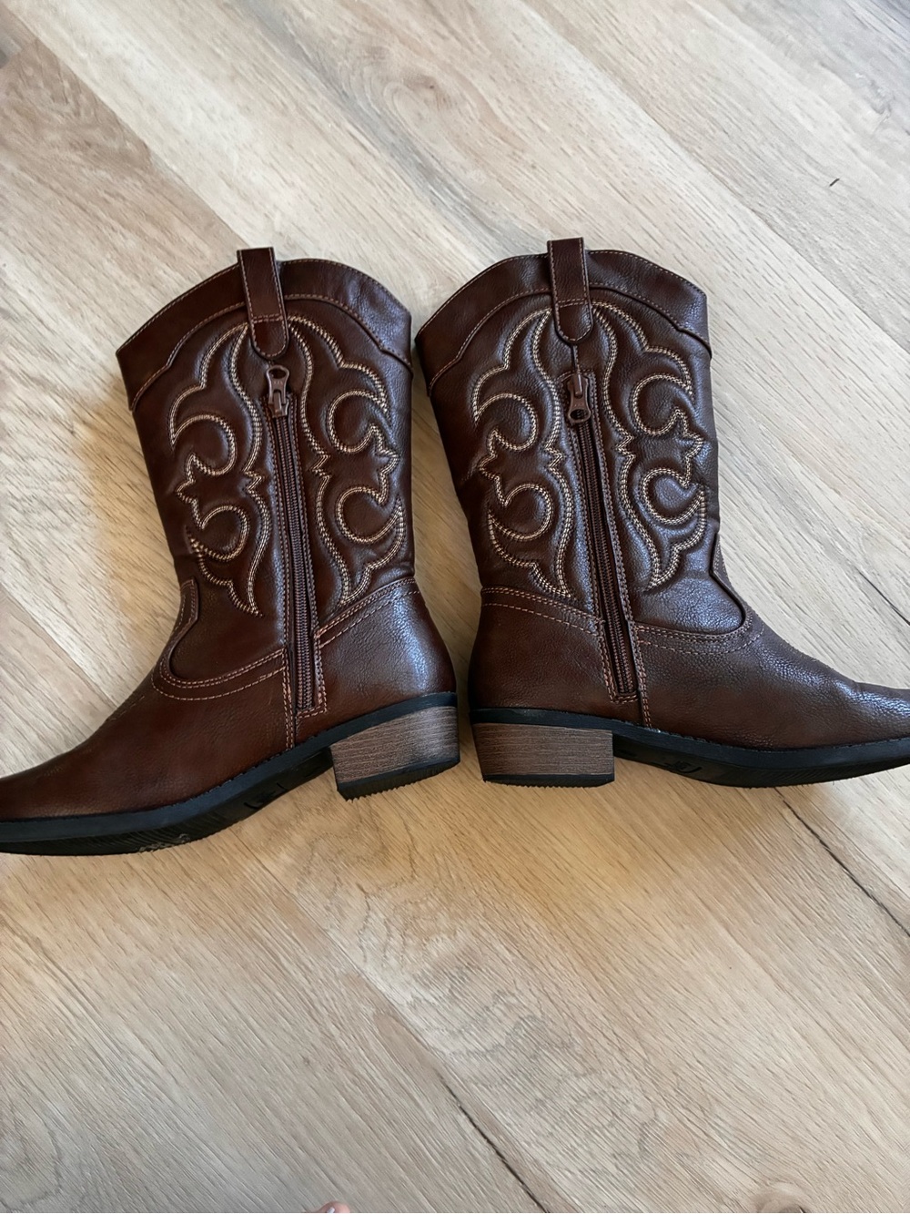 Kids Brown Western Zip-Front Boots